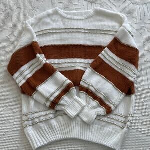 Women's Sweater in Cream, Gold, and Rust colors XL